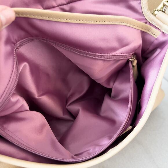 Coach Purse Bag Crossbody Tan Legacy Turnlock  Smooth Leather Flap Satin Lining - Picture 12 of 15